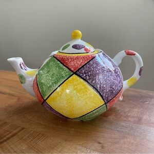 Vintage 90s Signed Pamela Ferrari Colorful Ceramic Teapot Frank McIntosh Italy